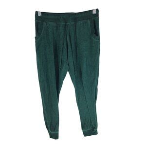 Fashion Nova Green Velour Jogger Pants With Drawstring and Pockets Size S